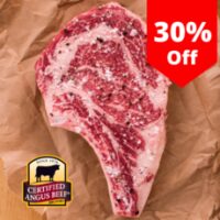 냉장 블랙앵거스 프라임급 토마호크 립아이 스테이크 Fresh Tomahawk Bone in Ribeye steak 신선하고 육즙 많은 꽃등심 새우살 우대갈비, 1.2kg (가정용 뼈를 자른 짧은 컷), 1개